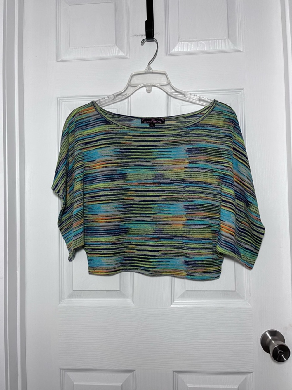 Almost Famous Multicolor Striped Cropped Boatneck Top